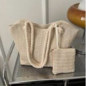 Beige two piece beach tote